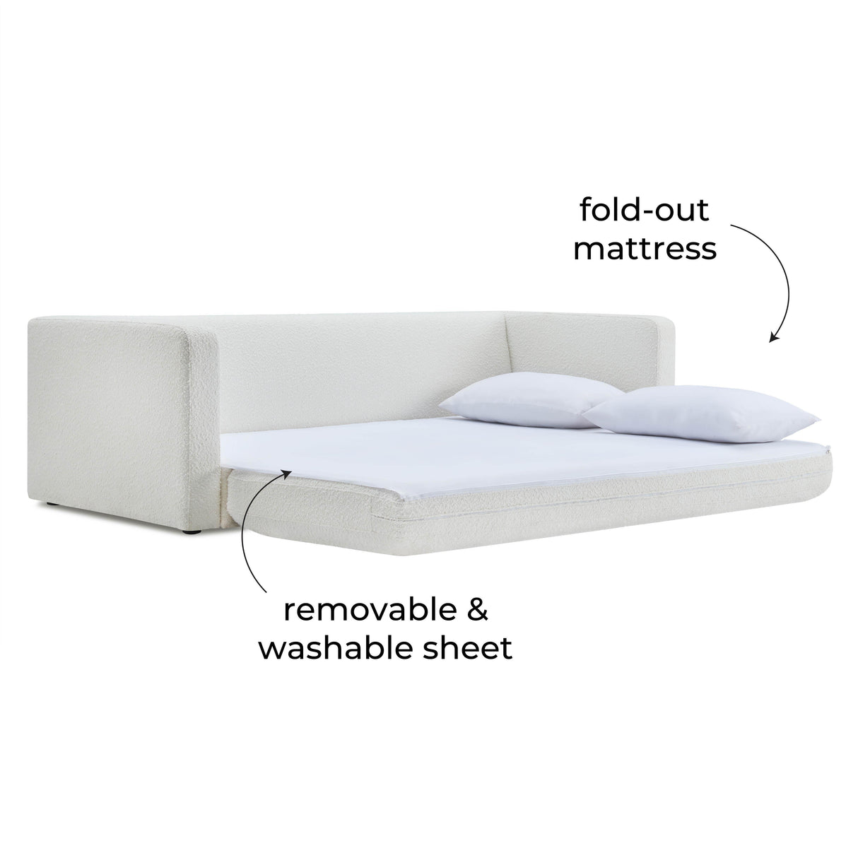TOV Ryan Cream Boucle Sofa Bed