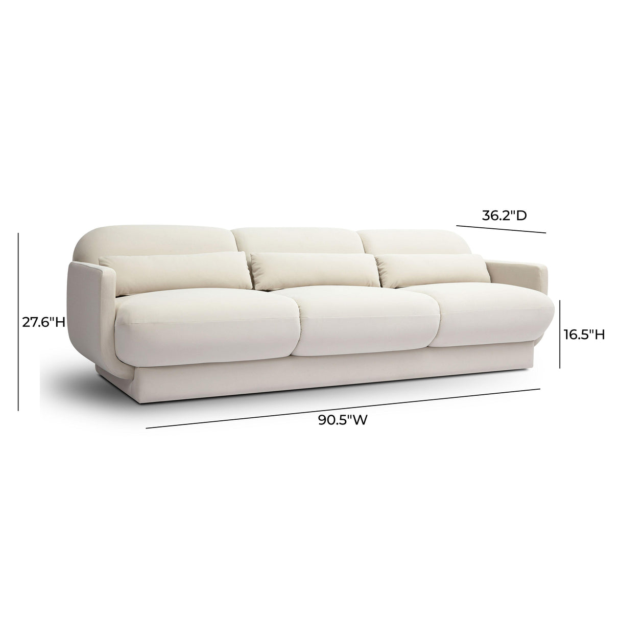 TOV Azalea Cream Velvet Sofa