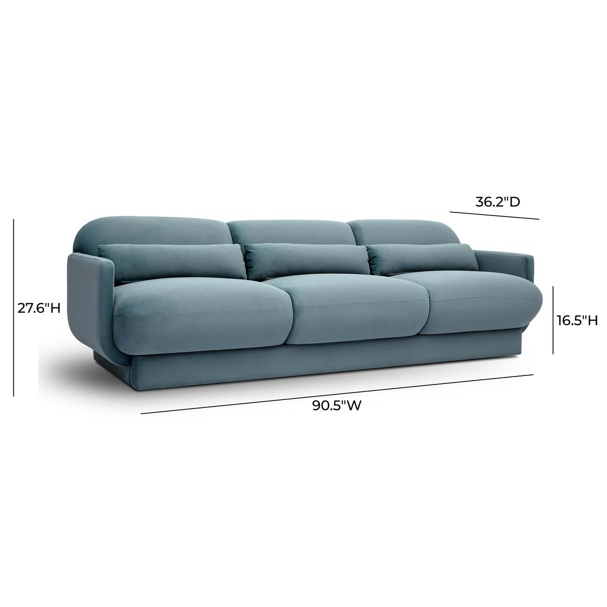 TOV Azalea Powder Blue Velvet Sofa