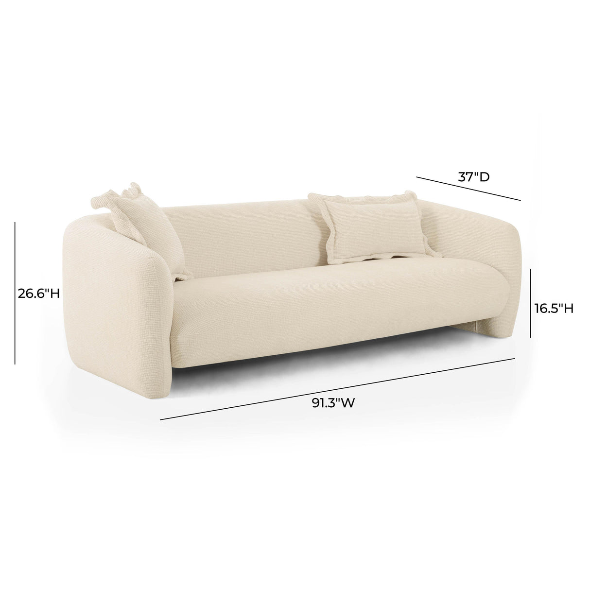 TOV Lou Sandstone Textured Fabric Sofa