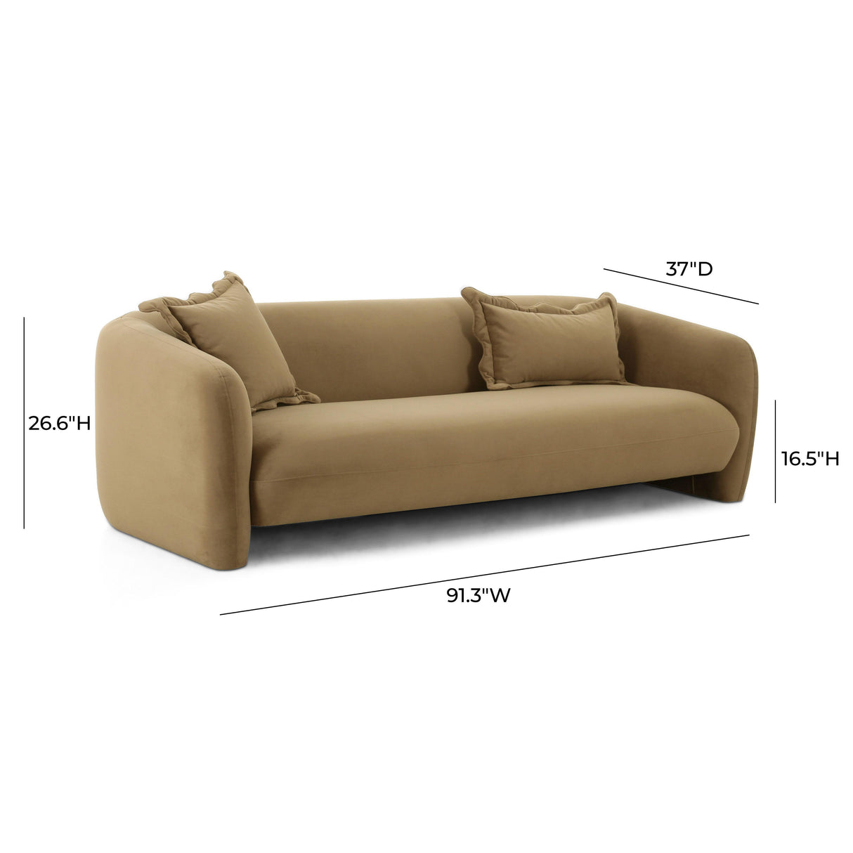 TOV Lou Cafe Au Lait Performance Velvet Sofa