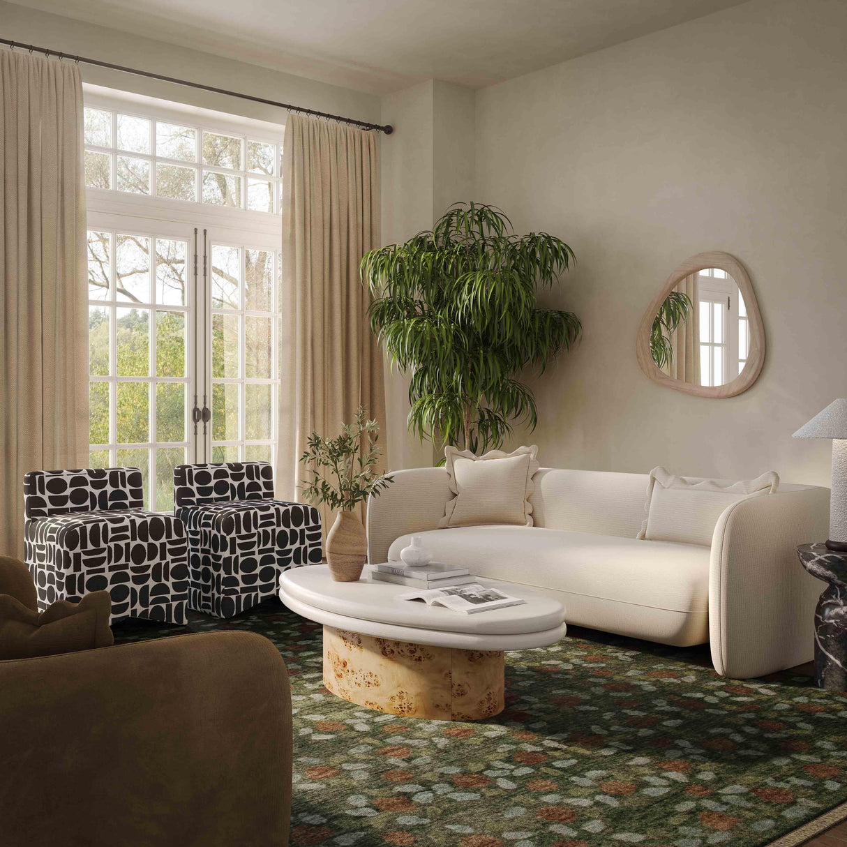 TOV Lou Sandstone Textured Fabric Loveseat