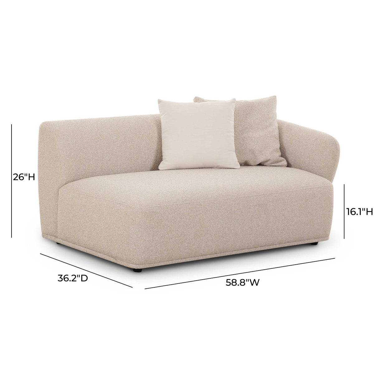 TOV Sylvie Cream Boucle Right Arm 2-Seater Loveseat