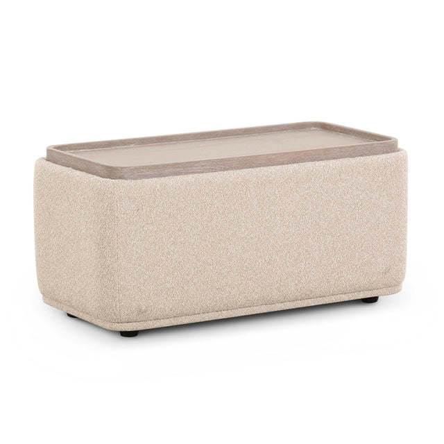 TOV Sylvie Cream Boucle Ottoman Table