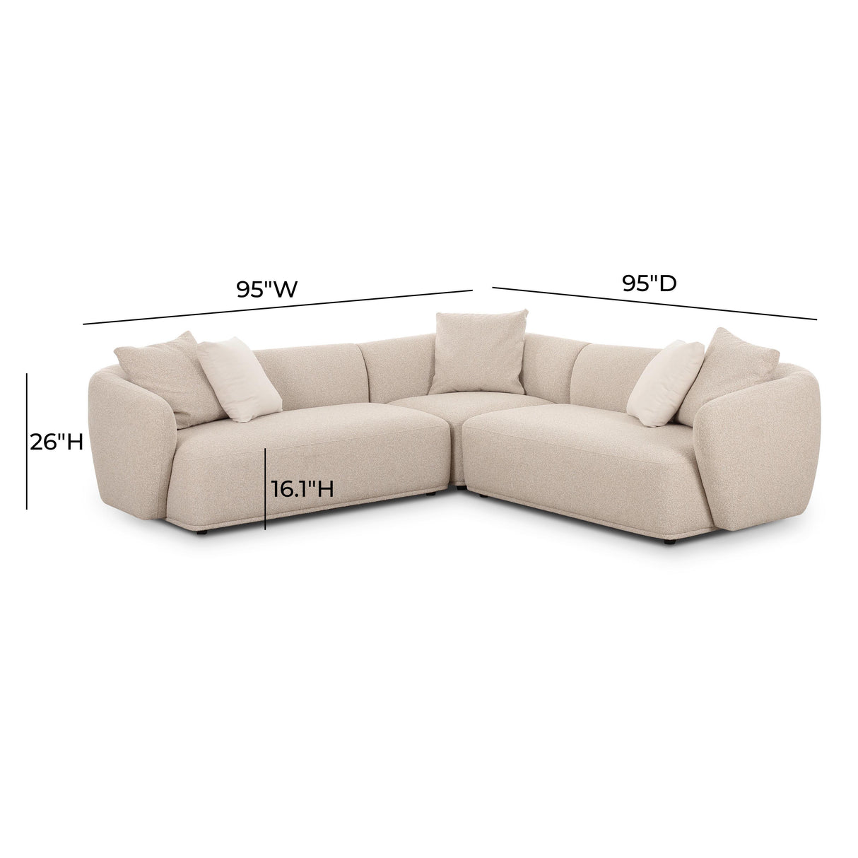 TOV Sylvie Cream Boucle 3-Piece Sectional