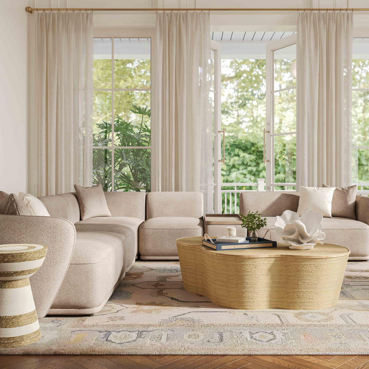 TOV Sylvie Cream Boucle 6-Piece Large Sectional