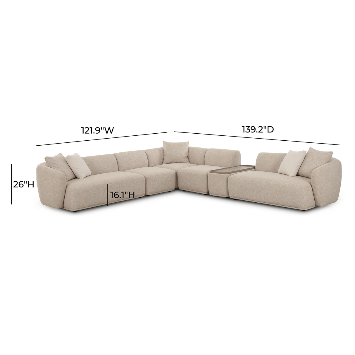 TOV Sylvie Cream Boucle 6-Piece Large Sectional