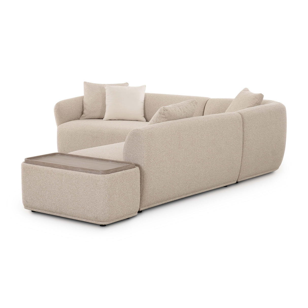 TOV Sylvie Cream Boucle 4-Piece Right Chaise Sectional