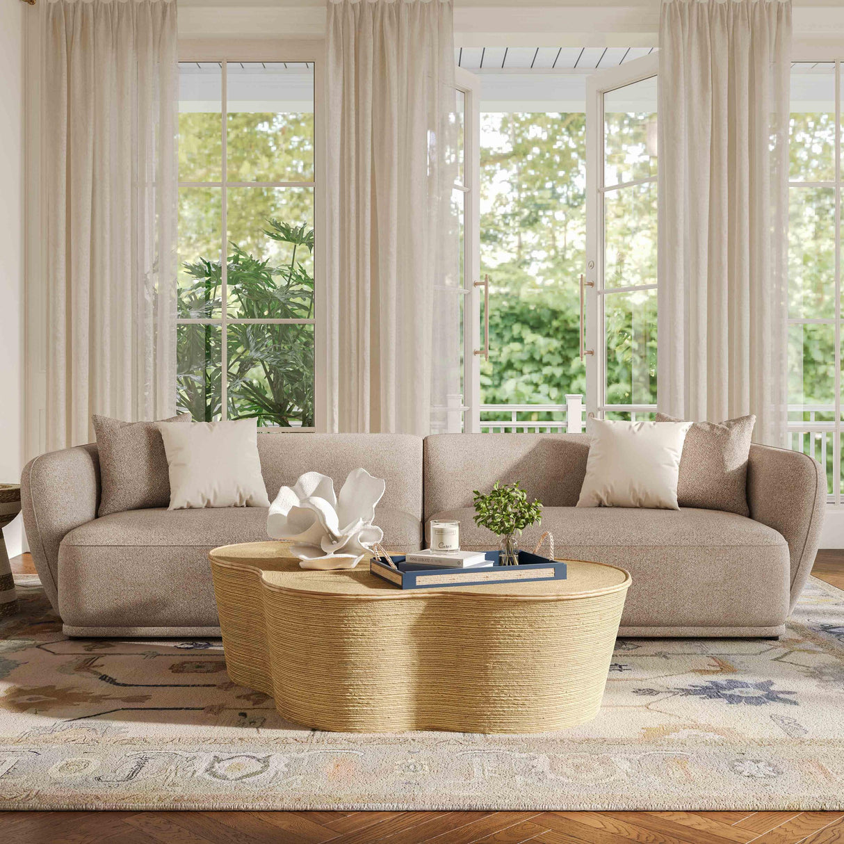 TOV Sylvie Cream Boucle 4-Seater Sofa