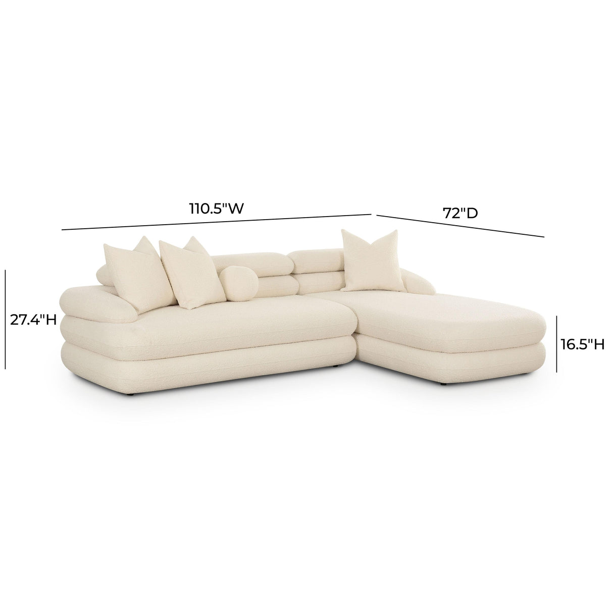 TOV Lulu Cream Boucle Modular RAF Sectional