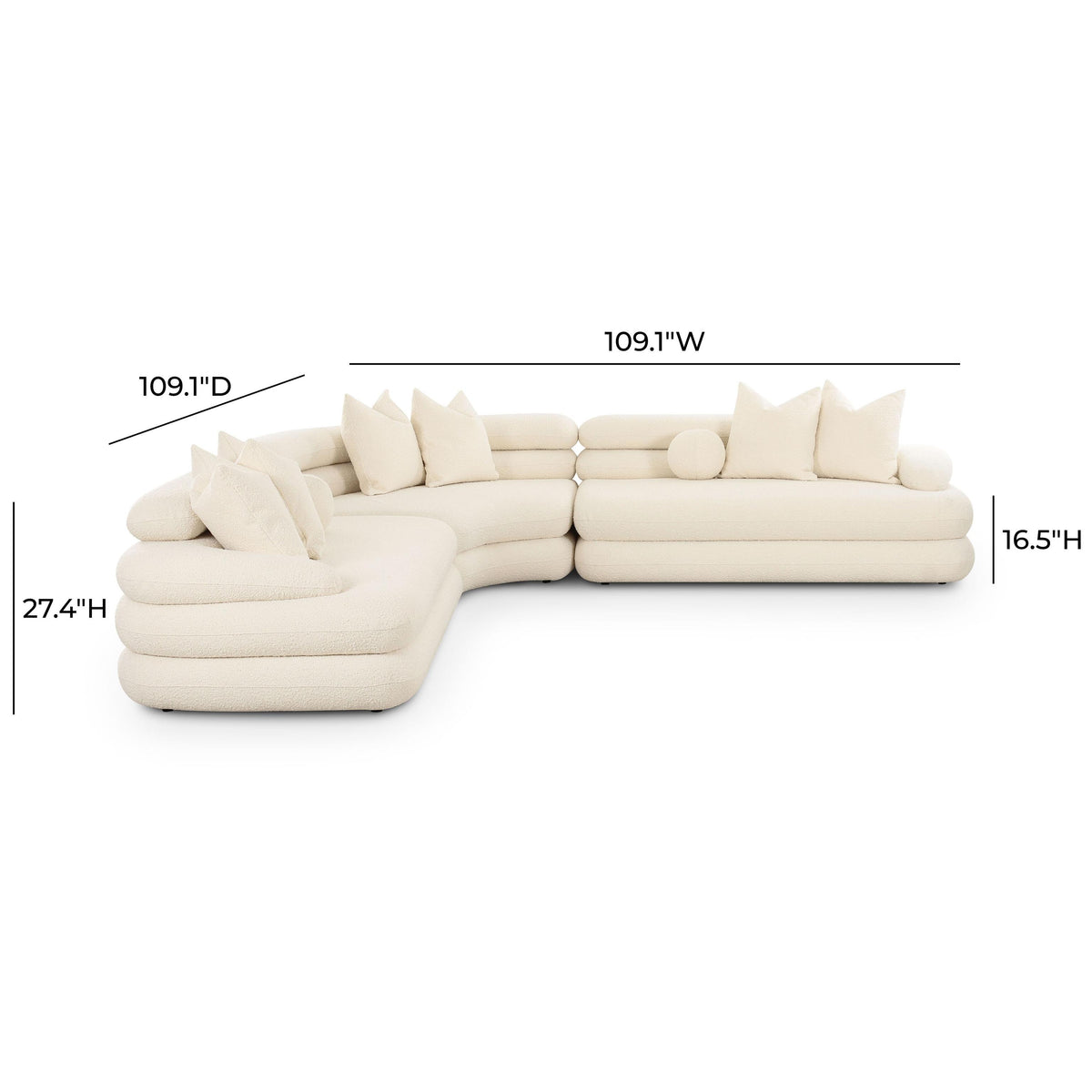 TOV Lulu Cream Boucle Modular Curved Sectional