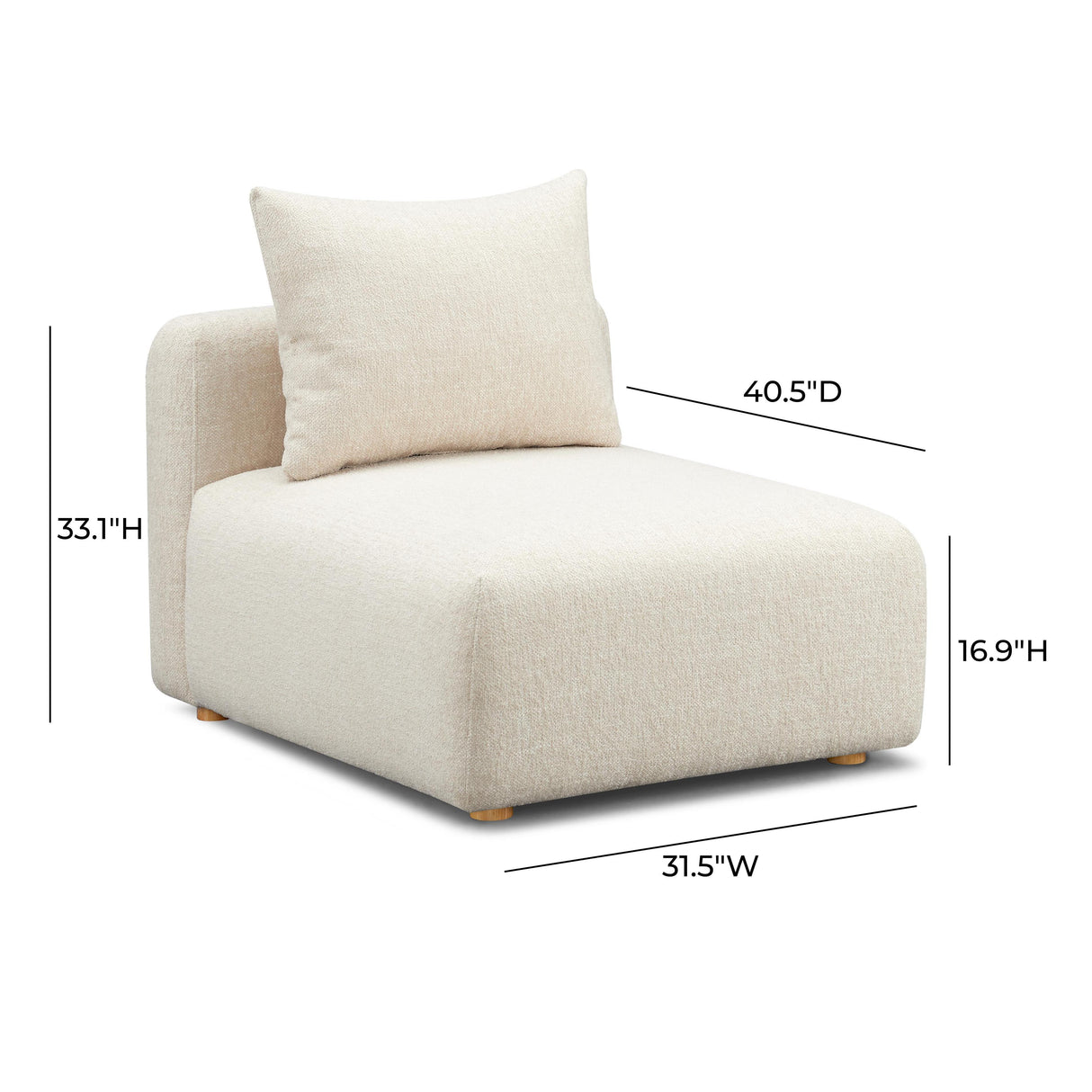 TOV Hangover Cream Heavy Textured Fabric Modular Armless Chair
