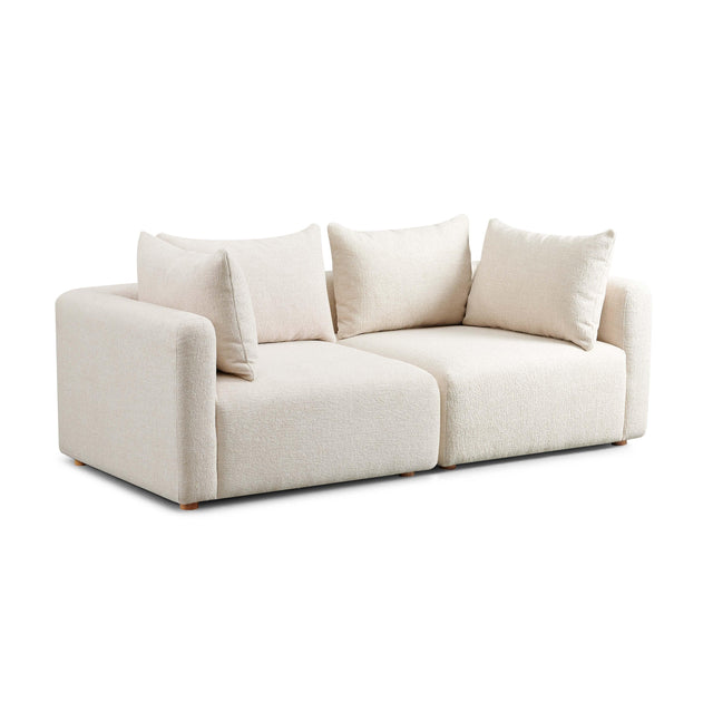 TOV Hangover Cream Heavy Textured Fabric Loveseat