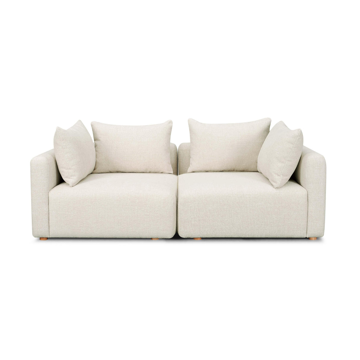 TOV Hangover Cream Heavy Textured Fabric Loveseat