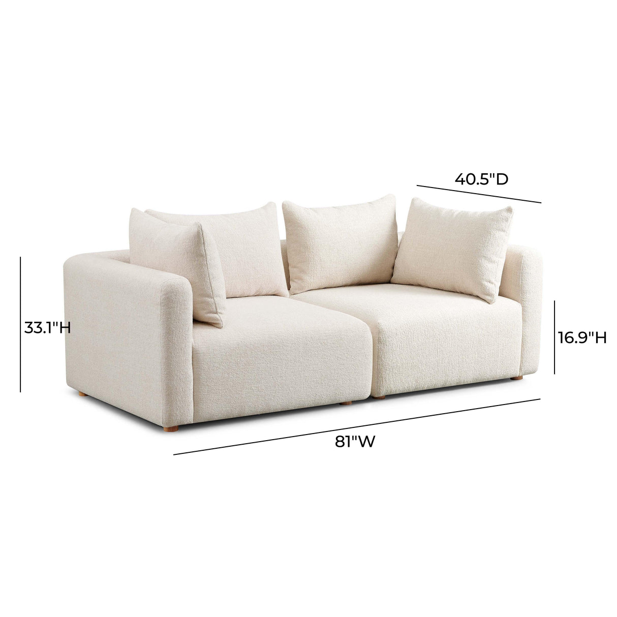 TOV Hangover Cream Heavy Textured Fabric Loveseat