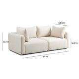 TOV Hangover Cream Heavy Textured Fabric Loveseat