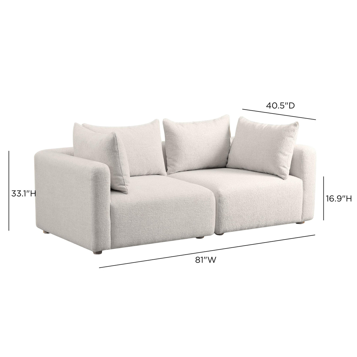 TOV Hangover Cream Heavy Textured Fabric Loveseat