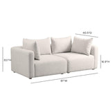 TOV Hangover Cream Heavy Textured Fabric Loveseat