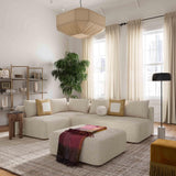 TOV Hangover Cream Heavy Textured Fabric Modular Loveseat