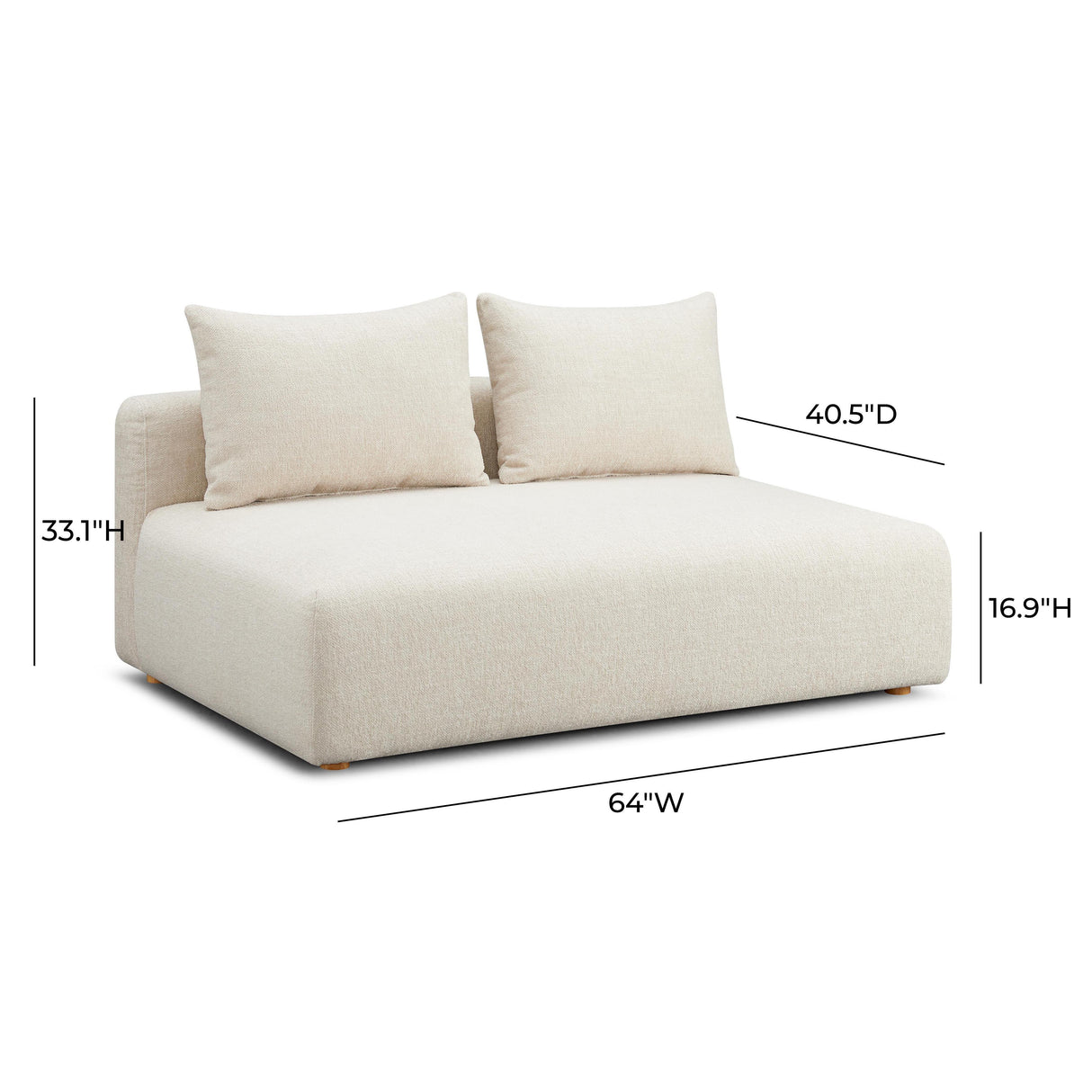 TOV Hangover Cream Heavy Textured Fabric Modular Loveseat