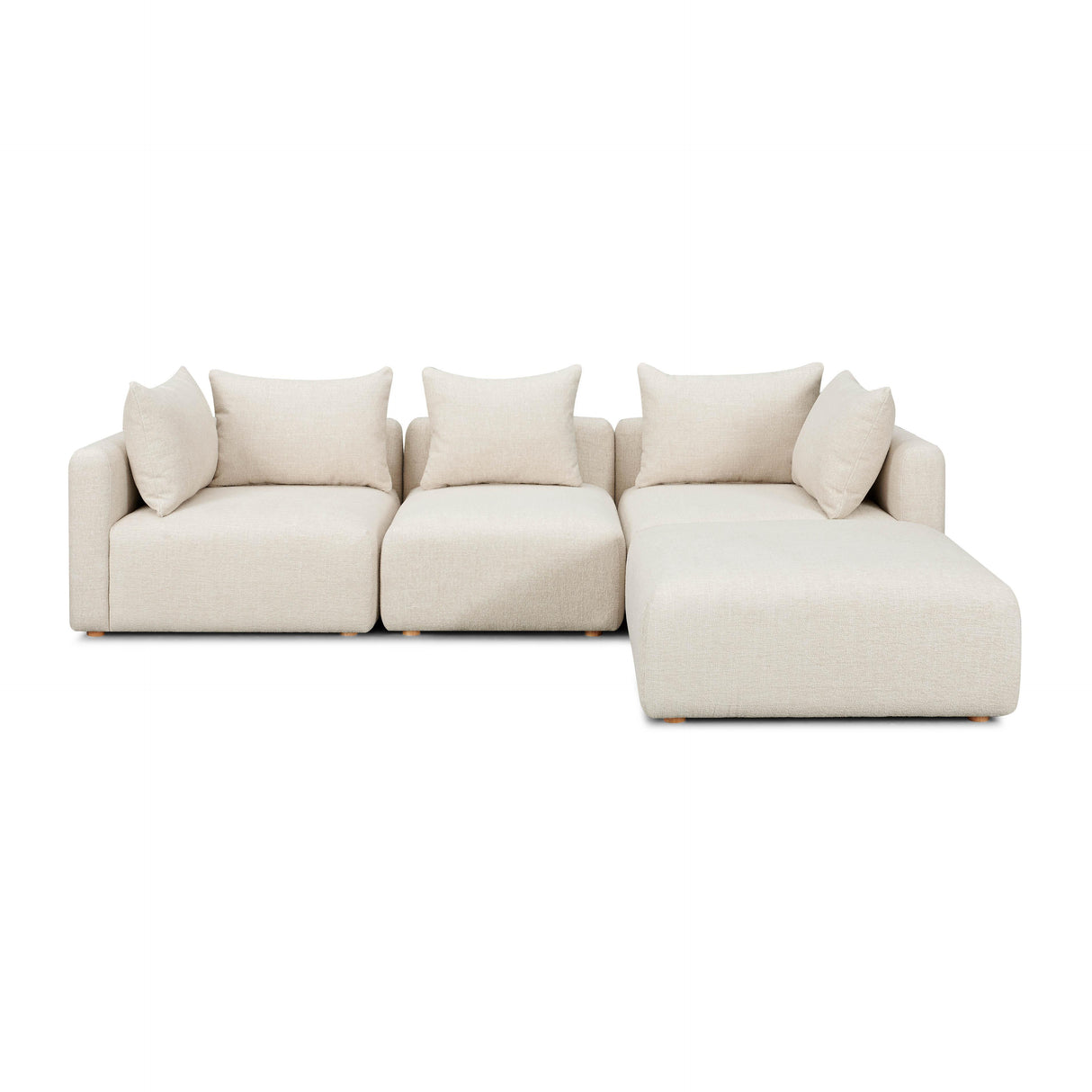 TOV Hangover Cream Heavy Textured Fabric 4-Piece Modular Sectional