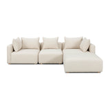 TOV Hangover Cream Heavy Textured Fabric 4-Piece Modular Sectional
