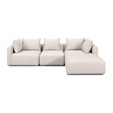 TOV Hangover Cream Heavy Textured Fabric 4-Piece Modular Sectional