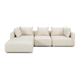TOV Hangover Cream Heavy Textured Fabric 4-Piece Modular Sectional