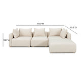 TOV Hangover Cream Heavy Textured Fabric 4-Piece Modular Sectional