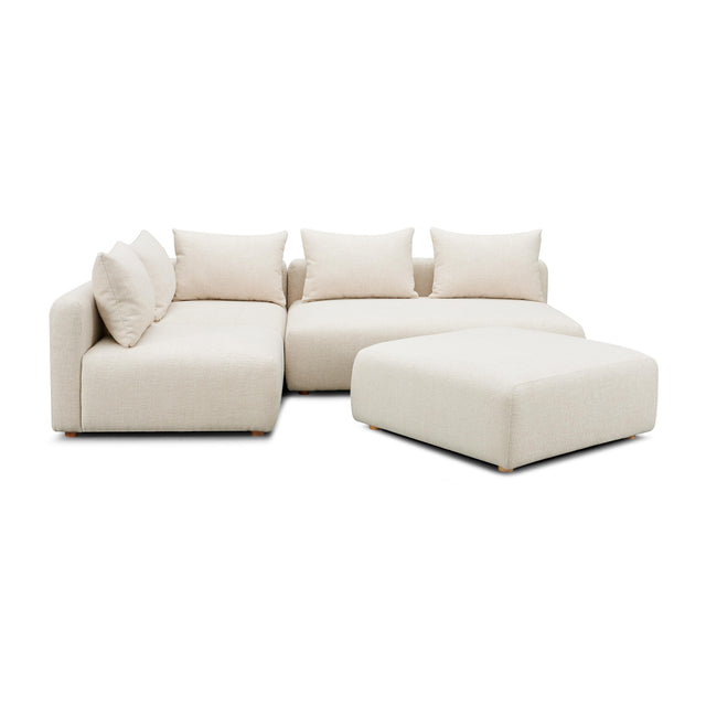 TOV Hangover Cream Heavy Textured Fabric 4-Piece Modular Chaise Sectional