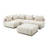 TOV Hangover Cream Heavy Textured Fabric 4-Piece Modular Chaise Sectional