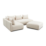 TOV Hangover Cream Heavy Textured Fabric 4-Piece Modular Chaise Sectional