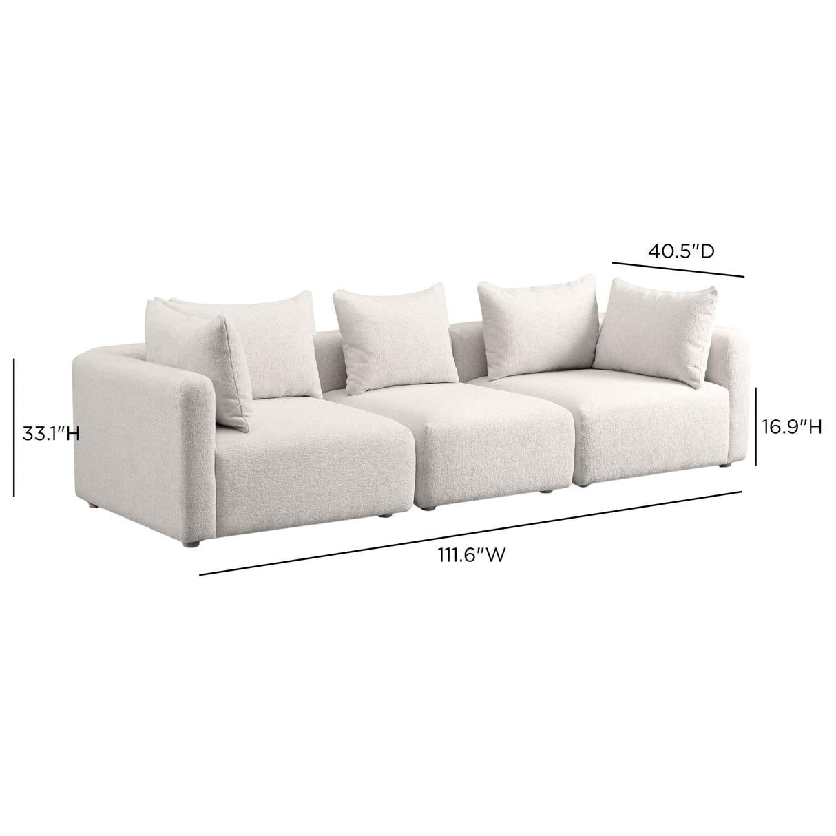 TOV Hangover Cream Heavy Textured Fabric Sofa