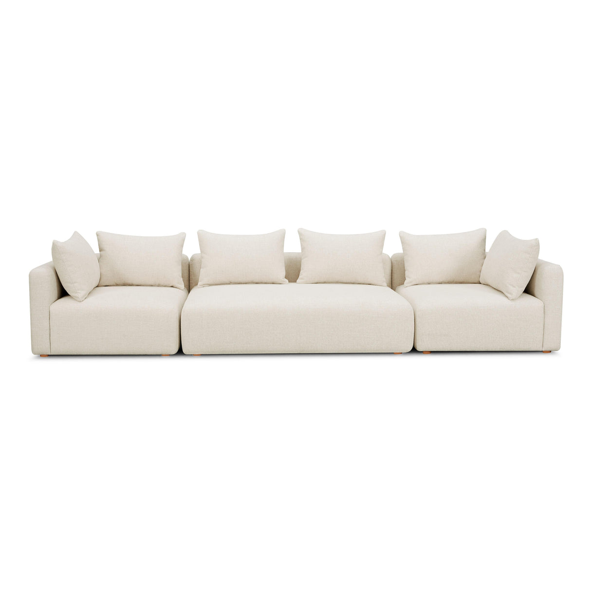TOV Hangover Cream Heavy Textured Fabric 145" Long Sofa