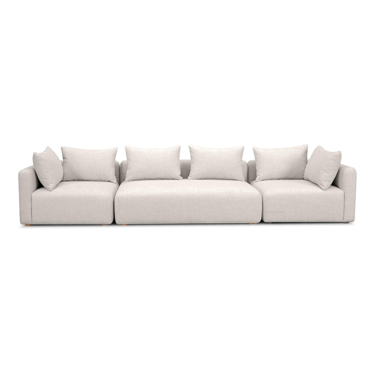 TOV Hangover Cream Heavy Textured Fabric 145 inch Long Sofa