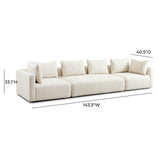 TOV Hangover Cream Heavy Textured Fabric 145" Long Sofa