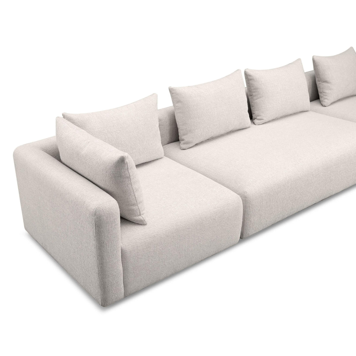TOV Hangover Cream Heavy Textured Fabric 145 inch Long Sofa