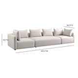 TOV Hangover Cream Heavy Textured Fabric 145 inch Long Sofa