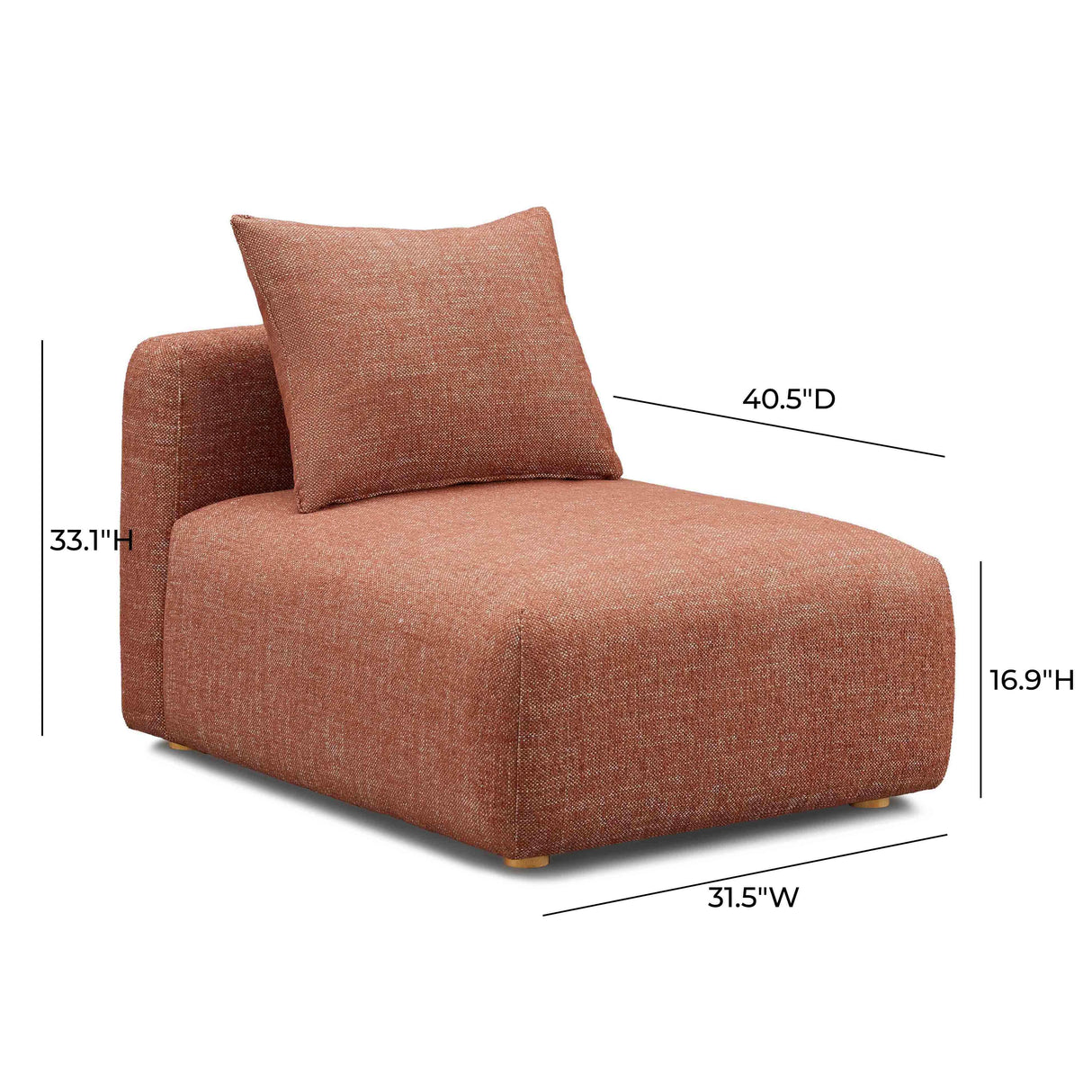TOV Hangover Sedona Red Textured Fabric Modular Armless Chair