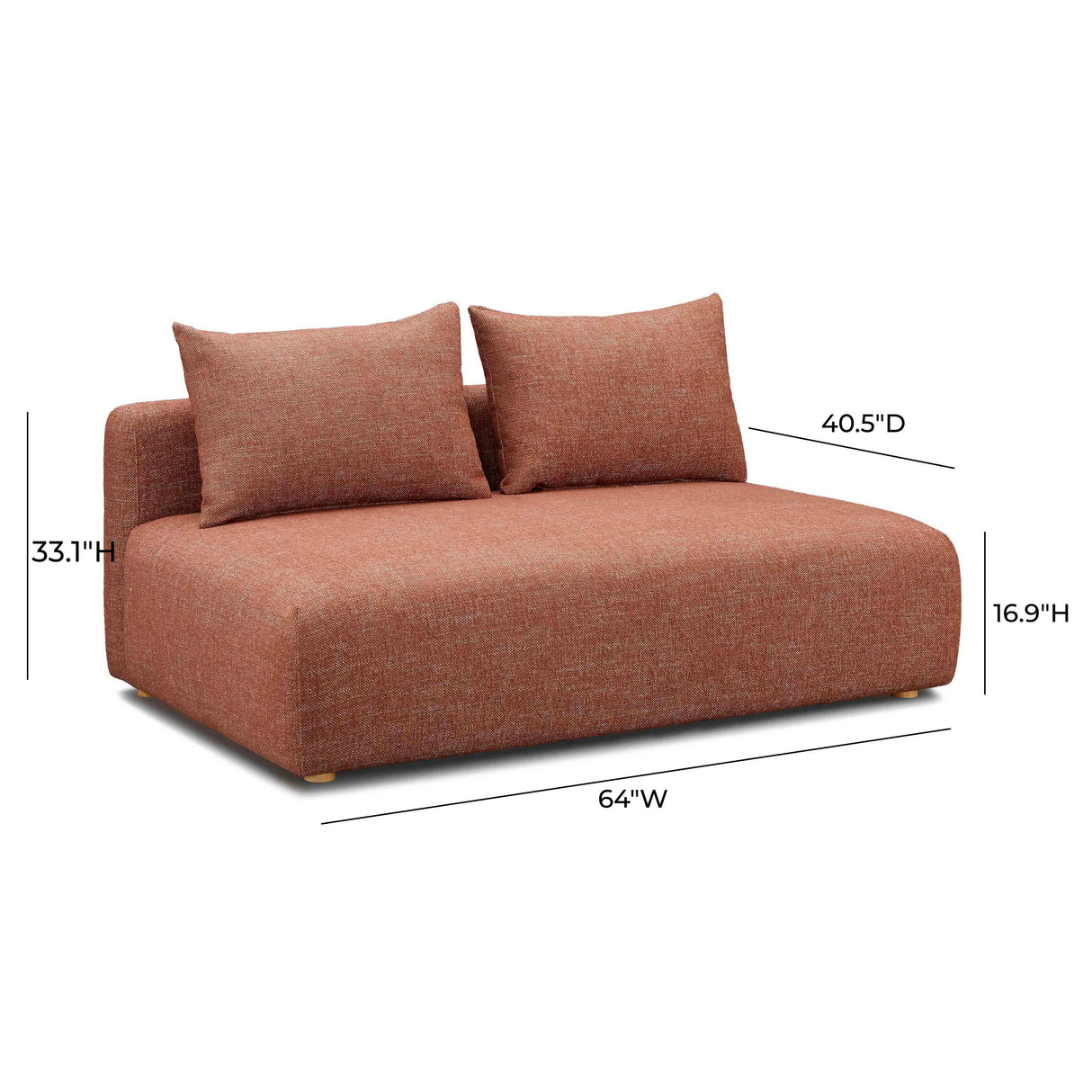 TOV Hangover Sedona Red Textured Fabric Modular Loveseat