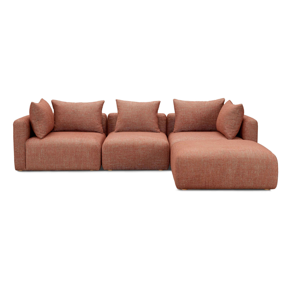 TOV Hangover Sedona Red Textured Fabric 4-Piece Modular Sectional