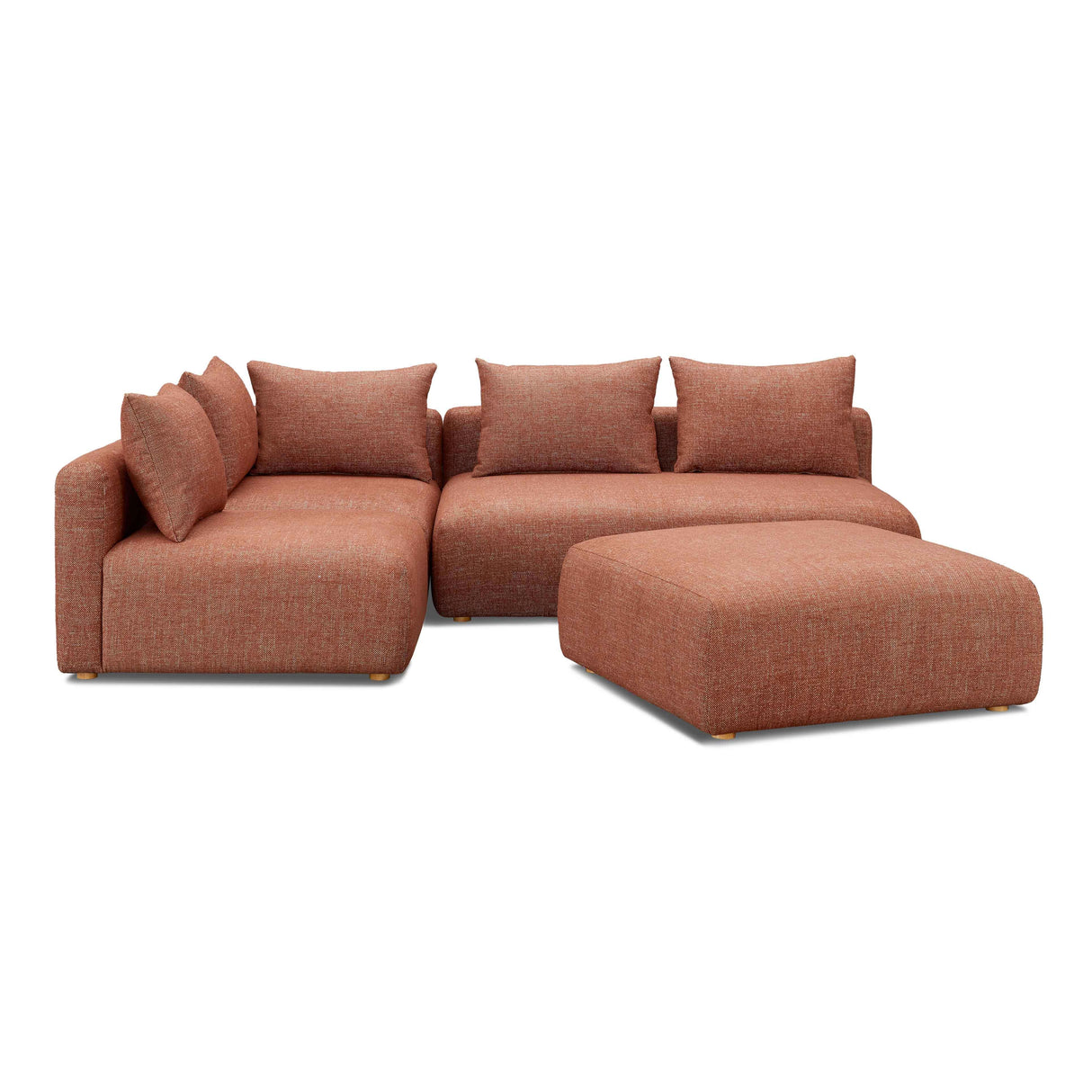 TOV Hangover Sedona Red Textured Fabric 4-Piece Modular Chaise Sectional