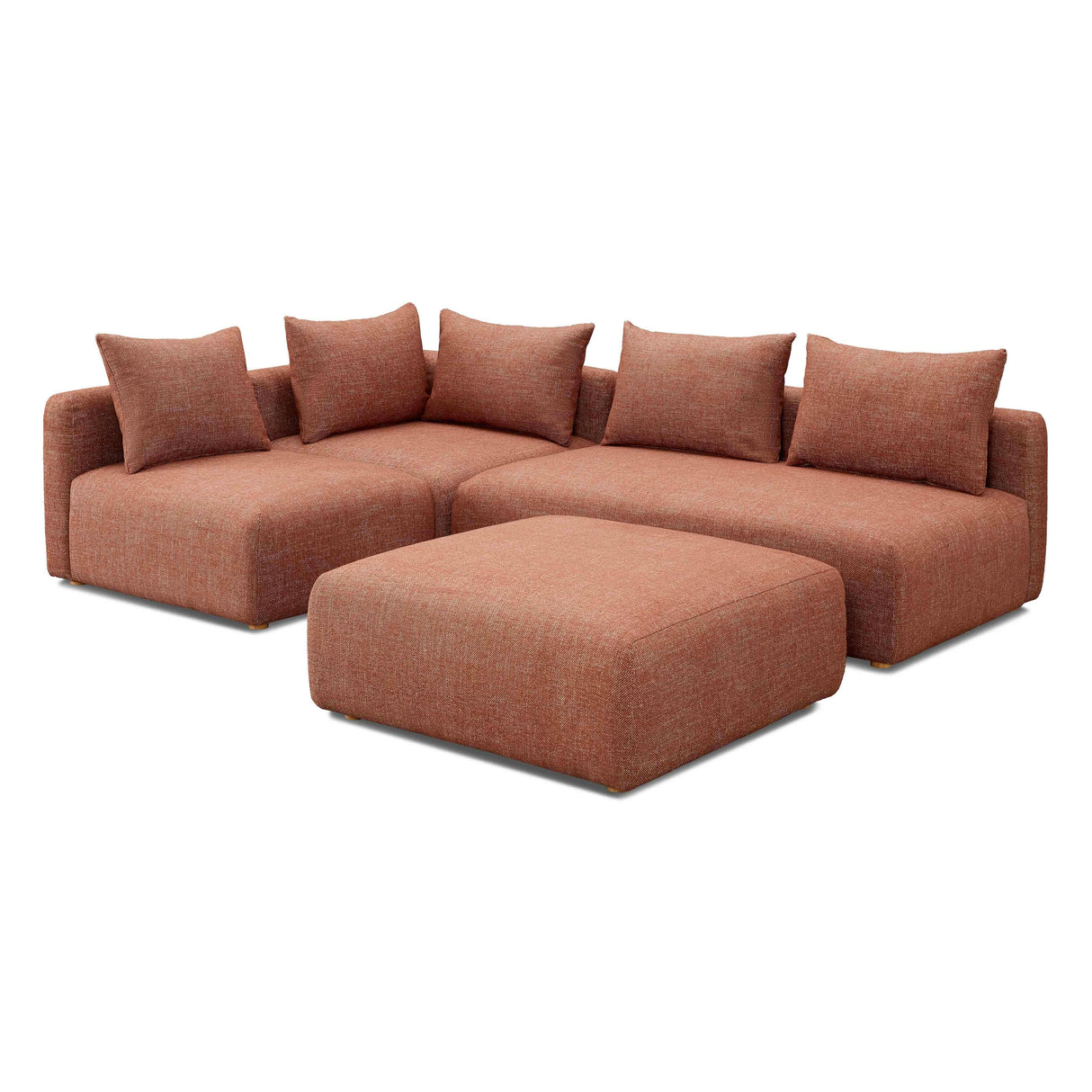 TOV Hangover Sedona Red Textured Fabric 4-Piece Modular Chaise Sectional