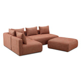 TOV Hangover Sedona Red Textured Fabric 4-Piece Modular Chaise Sectional