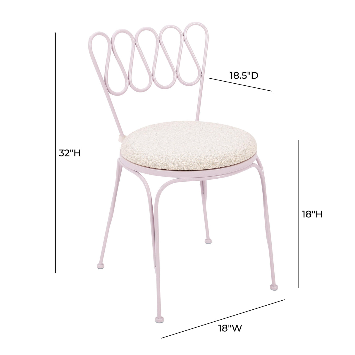 TOV Erica Pink Wrought Iron Outdoor Chair