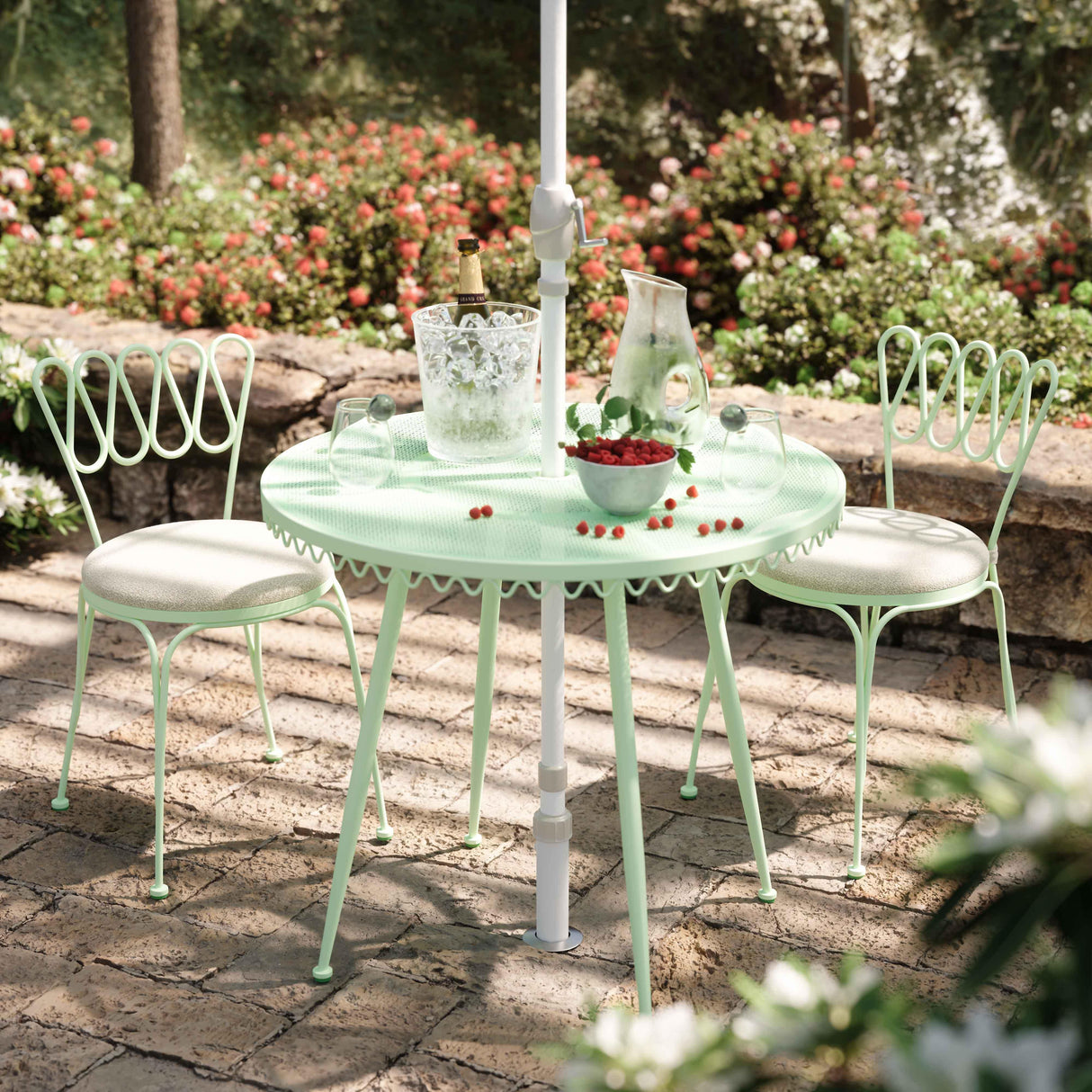 TOV Erica Mint Green Wrought Iron Outdoor Chair