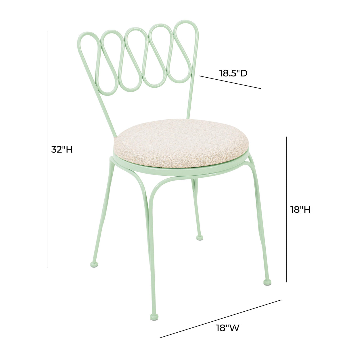 TOV Erica Mint Green Wrought Iron Outdoor Chair