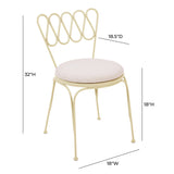 TOV Erica Cream Wrought Iron Outdoor Chair