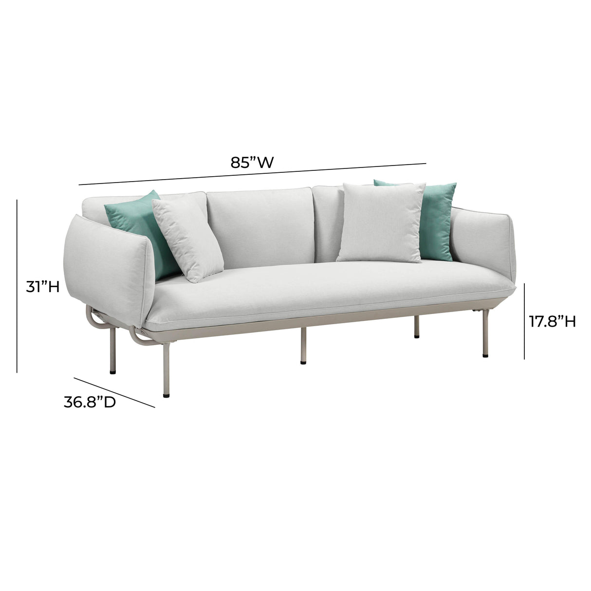 TOV Katti Light Grey Outdoor Sofa