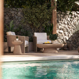 TOV Eclipse Textured Faux Travertine Indoor / Outdoor Side Table